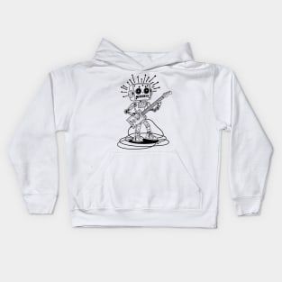 Guitar Player Robot Lines Kids Hoodie